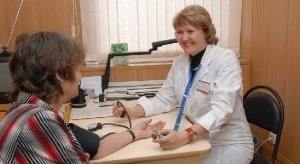 Measuring blood pressure at a doctor's appointment